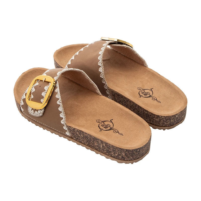 Whipstitch Buckle Slide Sandal