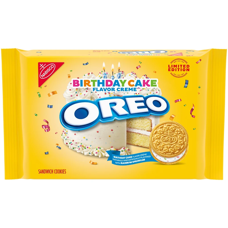 Oreo Limited Edition Birthday Cake Flavor Creme Sandwich Cookies 10.68oz