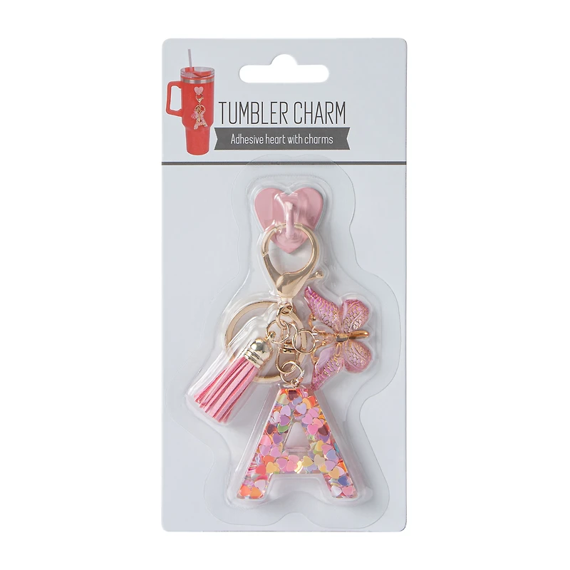 Alphabet Tumbler Adhesive Heart With Charms