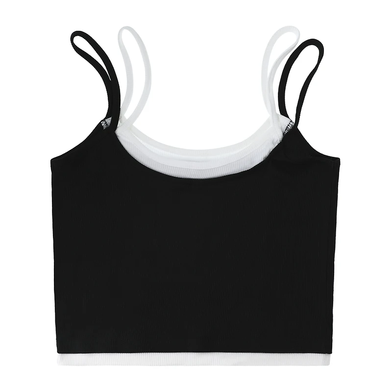 Juniors Layered Rib Tank Top