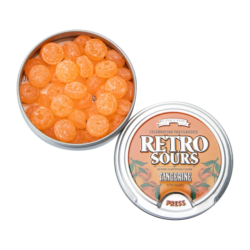 Iconic Candy Retro Sours Tangerine Candy Tin 2.12oz