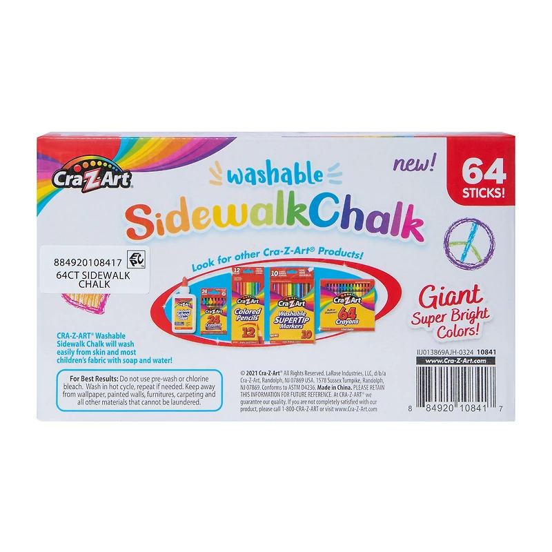 Washable Sidewalk Chalk 64-Count