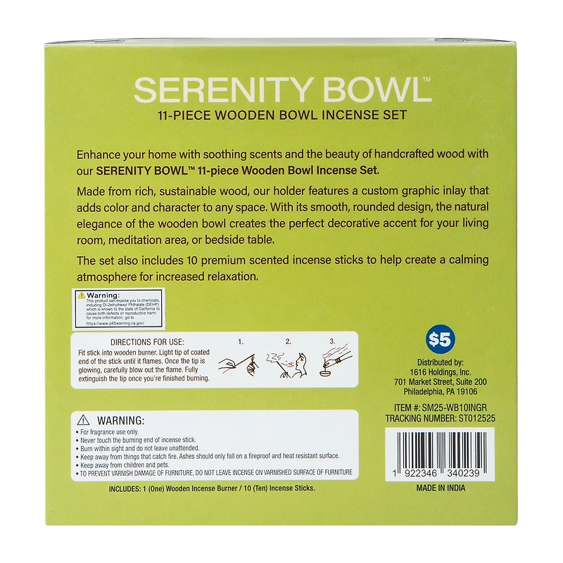 Serenity Bowl Wooden Incense Set 11-Piece