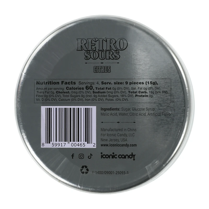 Retro Sours Citrus Tin Candy 2.1oz