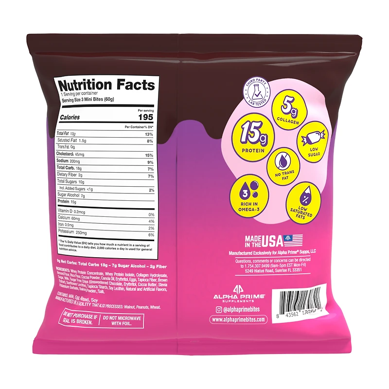 Prime Bites® Protein Mini Muffins 3-Pack - Chocolate Fudge