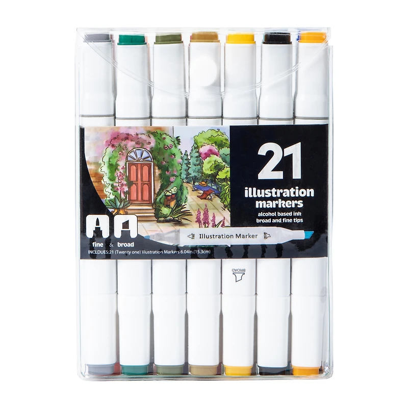 double-sided illustration markers 21-pack