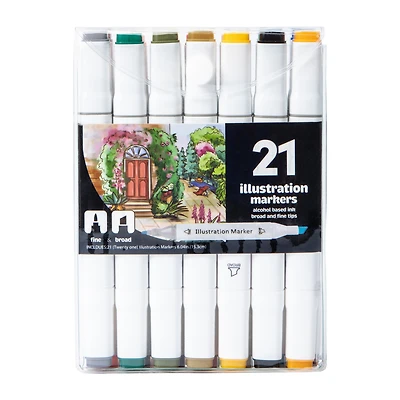 double-sided illustration markers 21-pack
