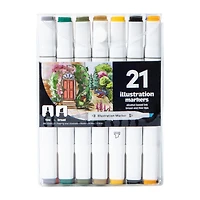 double-sided illustration markers 21-pack