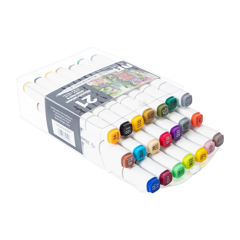 double-sided illustration markers 21-pack
