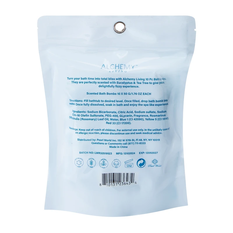 Bath Bombs Eucalyptus & Tea Tree 10-Pieces 1.76oz
