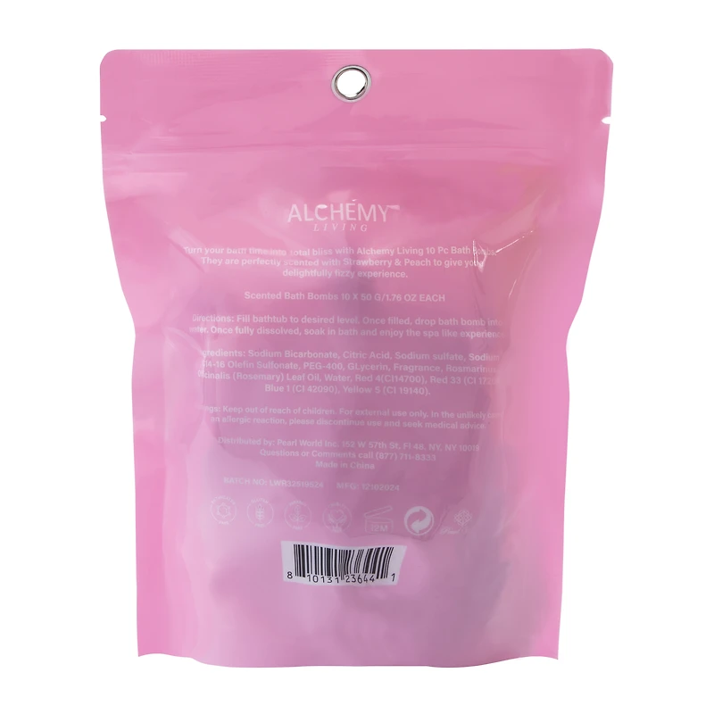 Strawberry & Peach Bath Bombs 10-Pieces 1.76oz