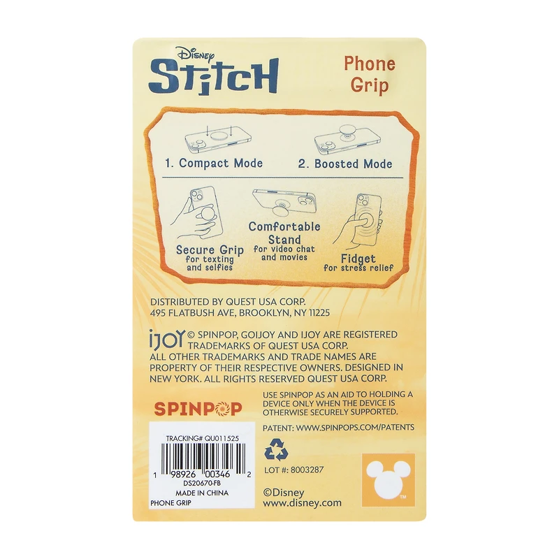 Disney Stitch Spinpop Phone Grip