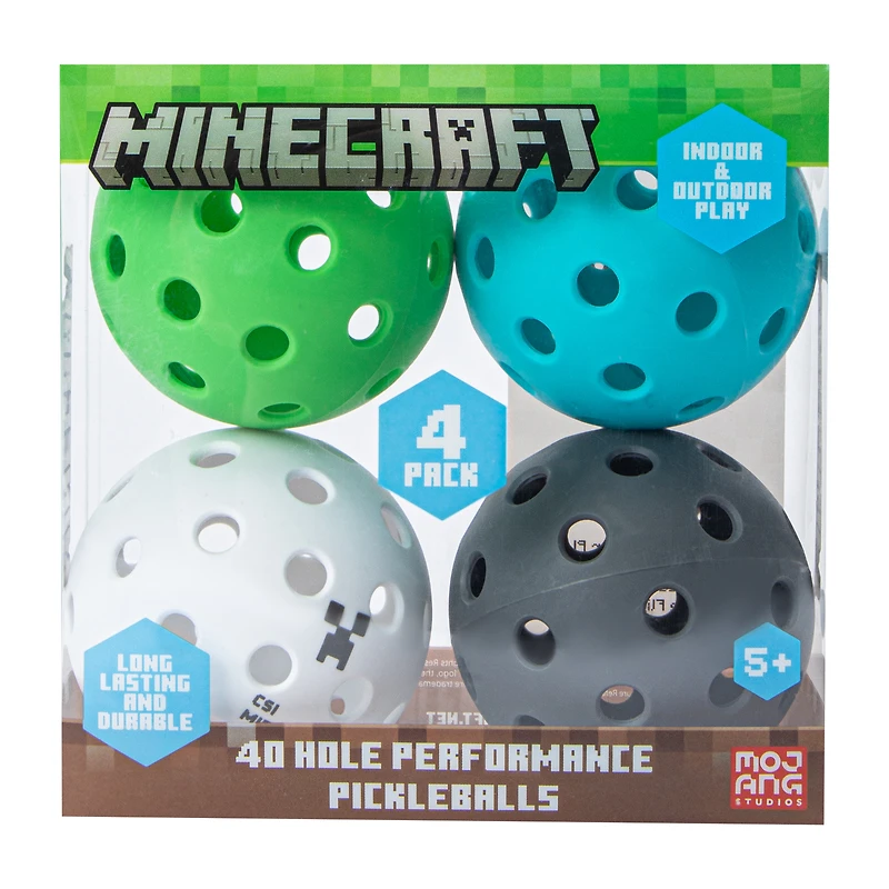 Minecraft 40 Hole Performance Pickleballs 4-Pack