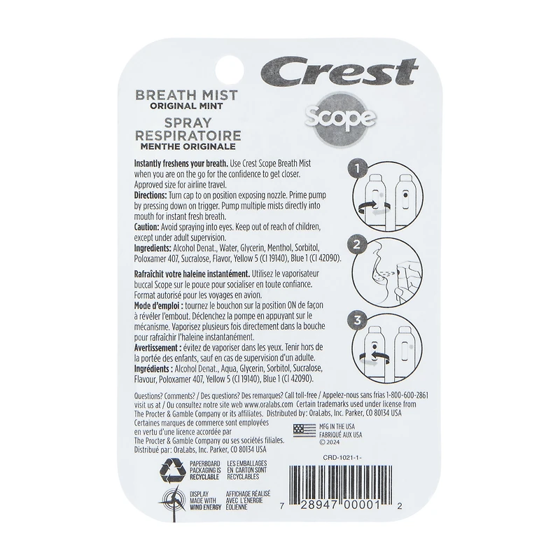 Crest Scope Cool Peppermint Breath Mist 0.24oz