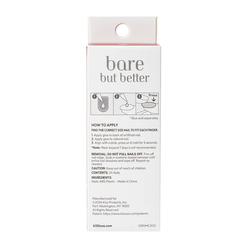 Kiss® Bare But Better Bordeaux Nails 24-Count