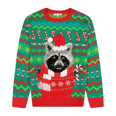 Red Raccoon Holiday Sweater