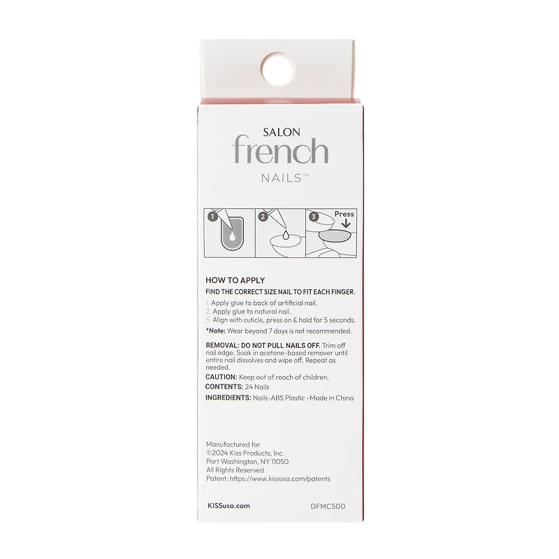 Kiss® Salon French Pink Full-Cover Nails 24-Count