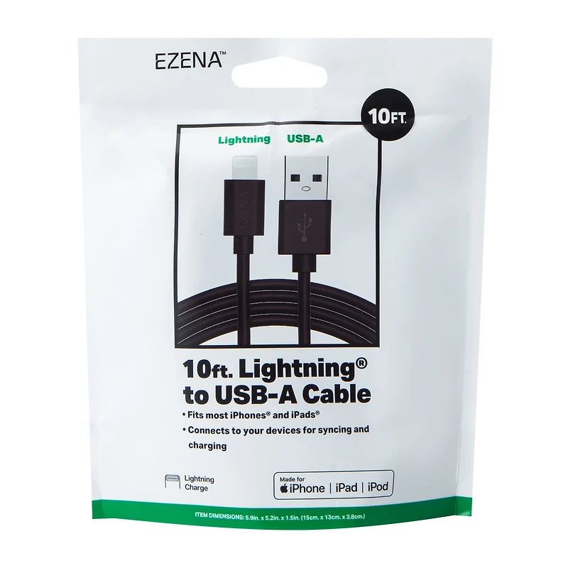 Ezena™ Lighting® To USB-A Cable 120in