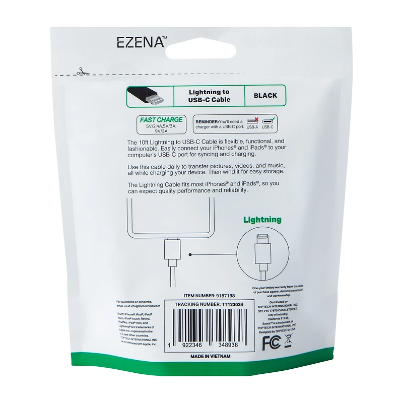 Ezena™ Lighting® To USB-C Cable 120in