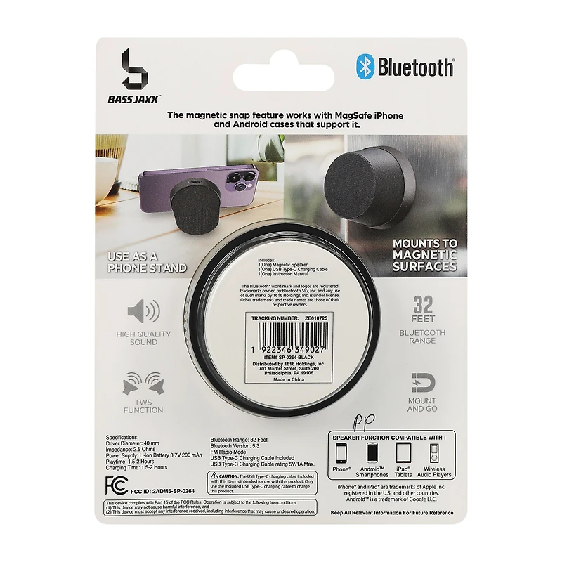 Bass Jaxx™ Magsafe® Bluetooth Magnetic Speaker