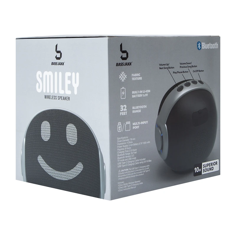 Bass Jaxx™ Bluetooth® Smiley Wireless Speaker