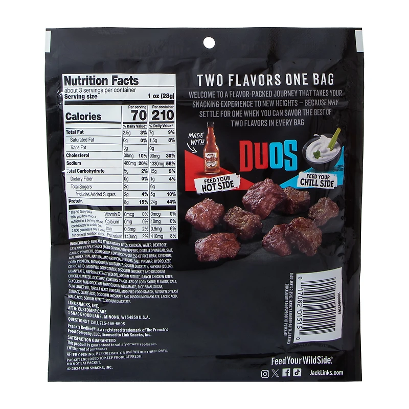 Jack Link's® Chicken Bites DUOs - Frank's RedHot Buffalo Style & Ranch 2.85oz