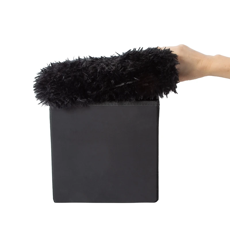 Furry Cube Ottoman 10inx10in