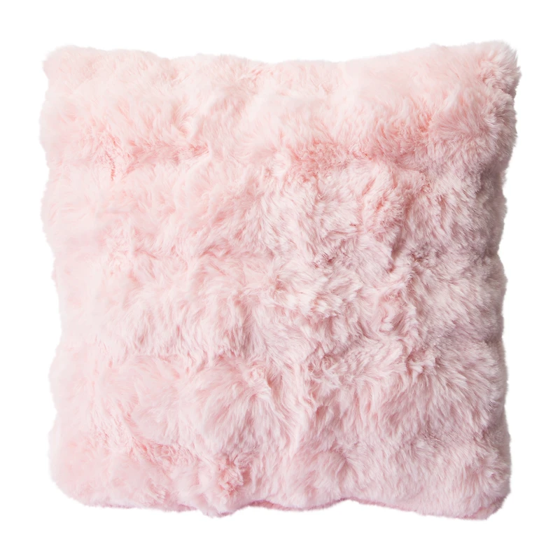Pink Faux Fur Bubble Pillow 16in x 16in