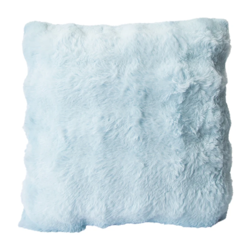 Blue Faux Fur Bubble Pillow 16in x 16in