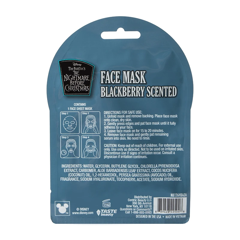 Disney Tim Burton's The Nightmare Before Christmas Blueberry Scented Face Mask 0.67oz