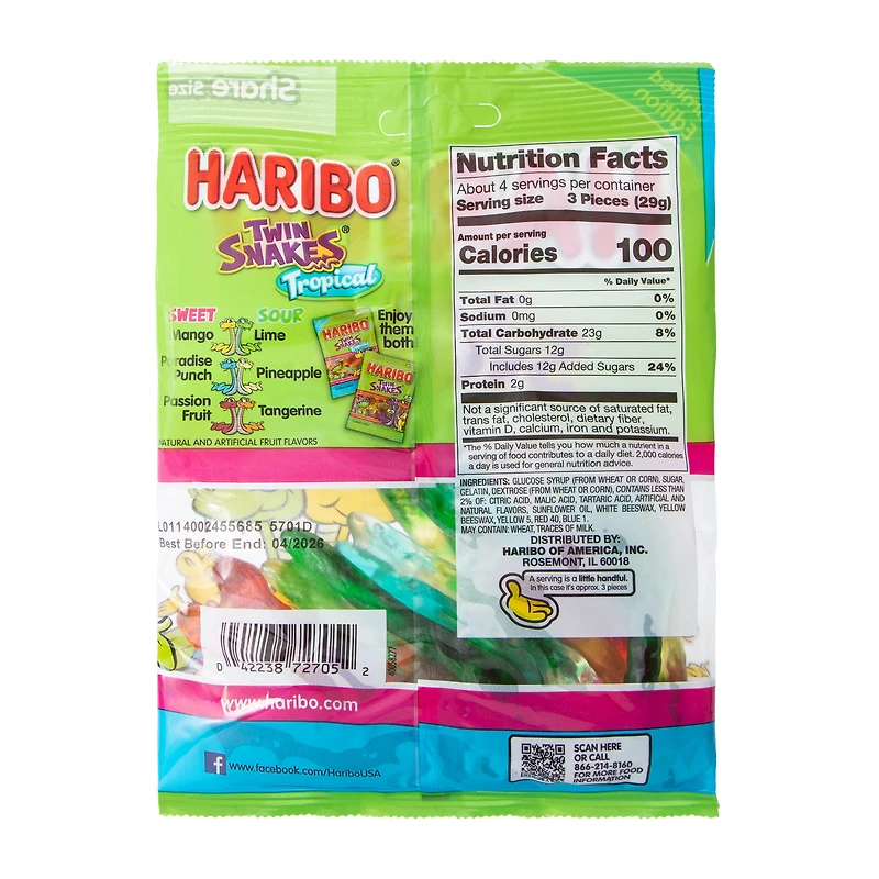 Haribo® Limited Edition Twin Snakes® Tropical Gummi Candy 4oz