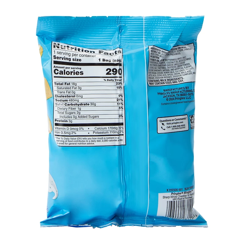 Pringles® Mingles™ Sharp White Cheddar & Ranch Crips 2oz
