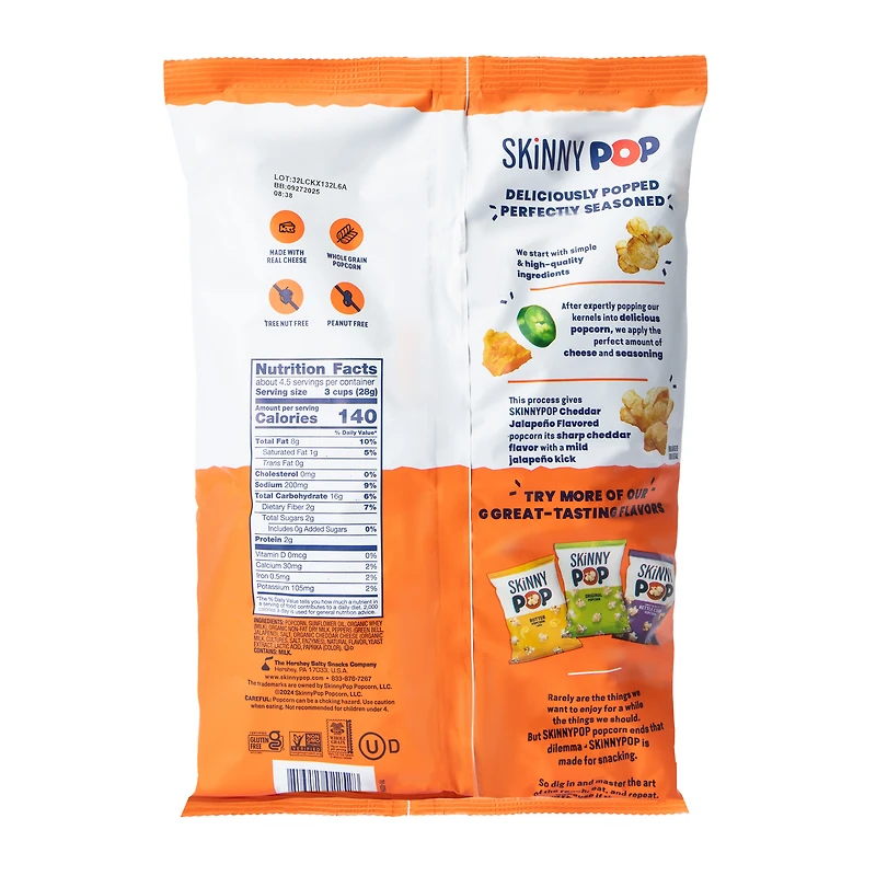 Skinny Pop Cheddar Jalapeno Popcorn 4.4oz