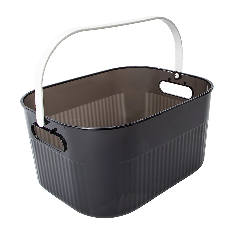 Ribbed Storage Bin With Handle