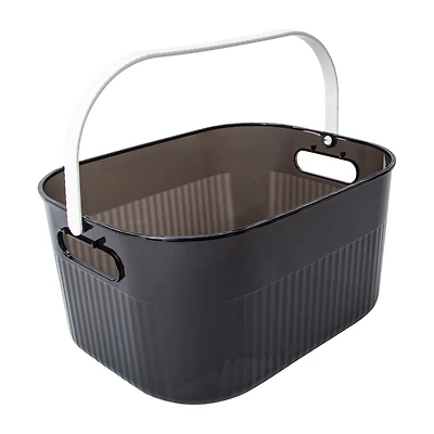 Ribbed Storage Bin With Handle