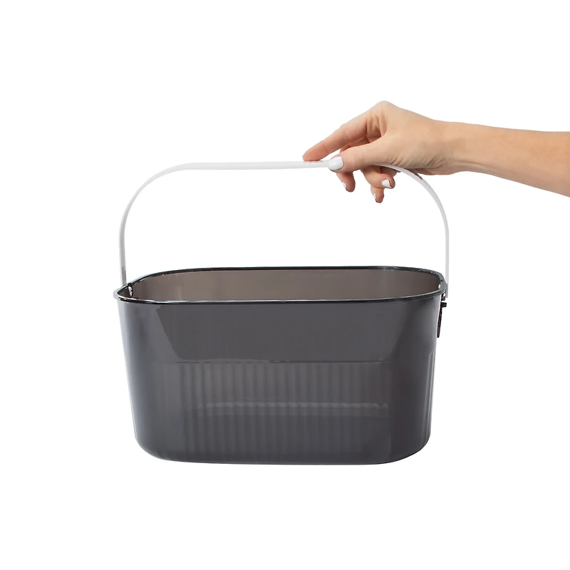 Ribbed Storage Bin With Handle