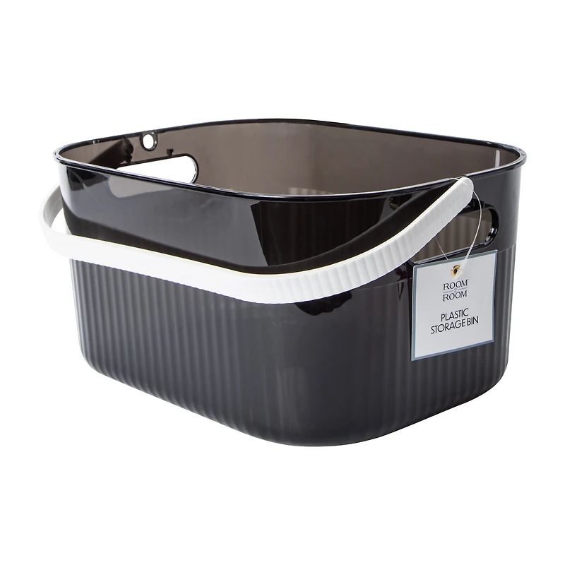 Ribbed Storage Bin With Handle