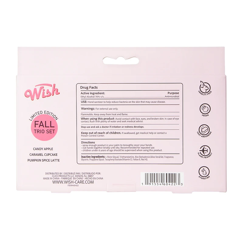 Wish Limited Edition Hydrating Mist Hand Sanitizer 3-Pack