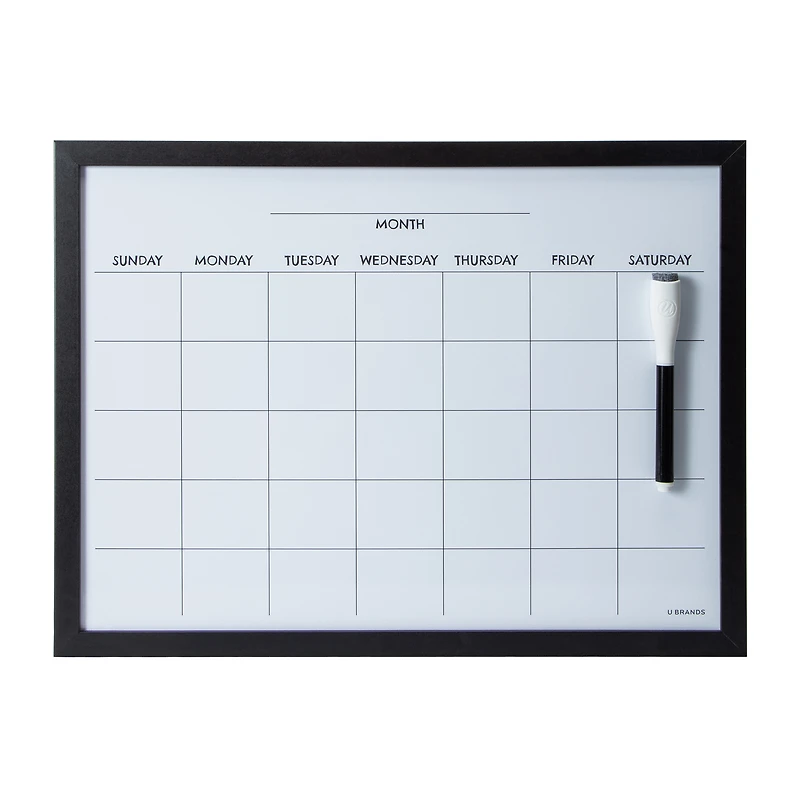 Wood Style Frame Dry Erase Calendar