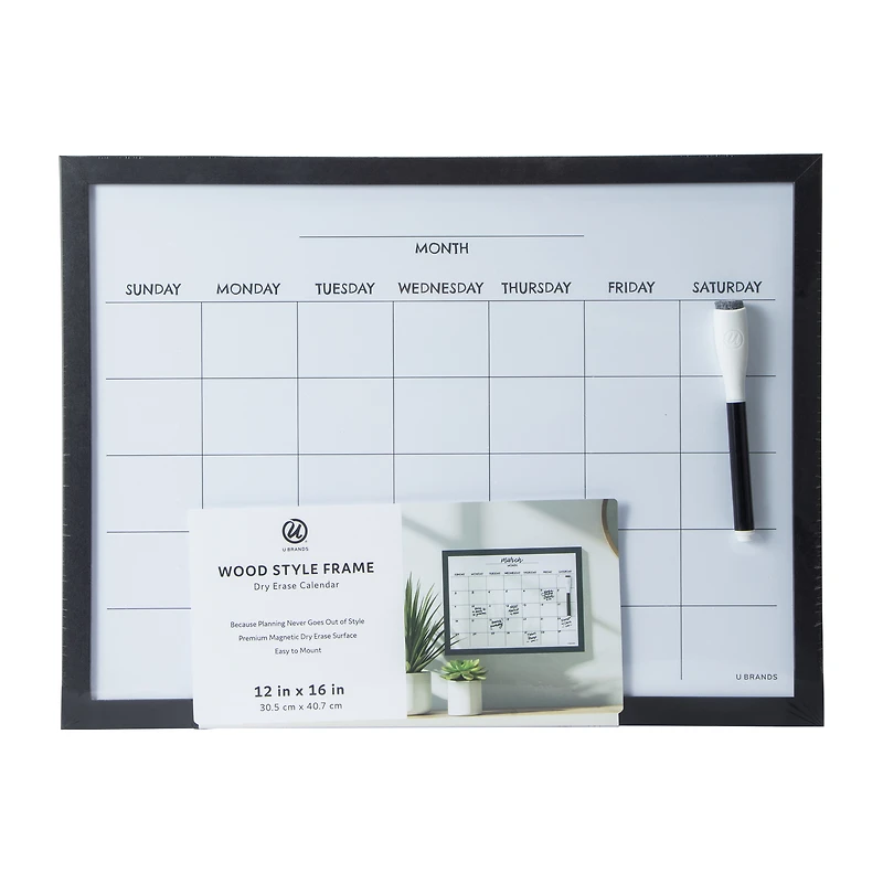 Wood Style Frame Dry Erase Calendar