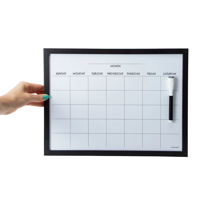 Wood Style Frame Dry Erase Calendar