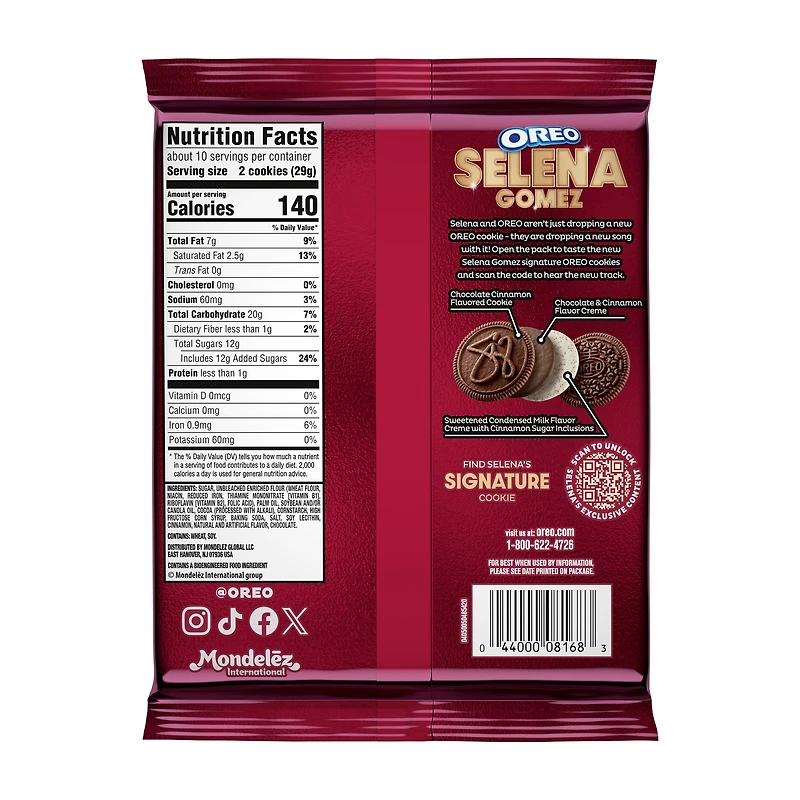 Oreo Selena Gomez Chocolate & Cinnamon Crème Cookies 10.68oz