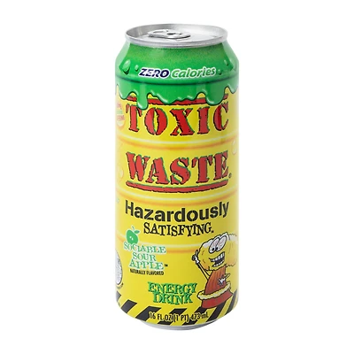 Toxic Waste® Hazardously Satisfying™ Sociable Sour Apple Energy Drink 16oz