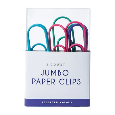 8-count jumbo paper clips, assorted colors