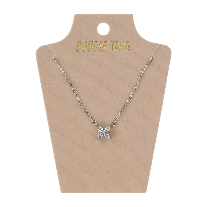Double Take Butterfly Pendant Necklace