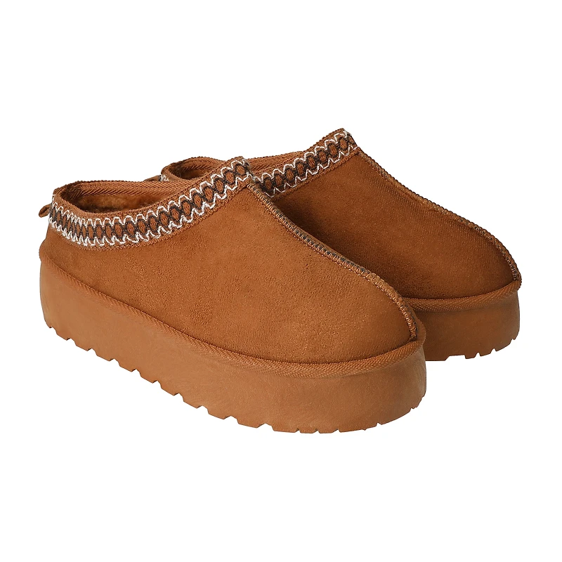 Women's Embroidered Platform Slip-On Boots