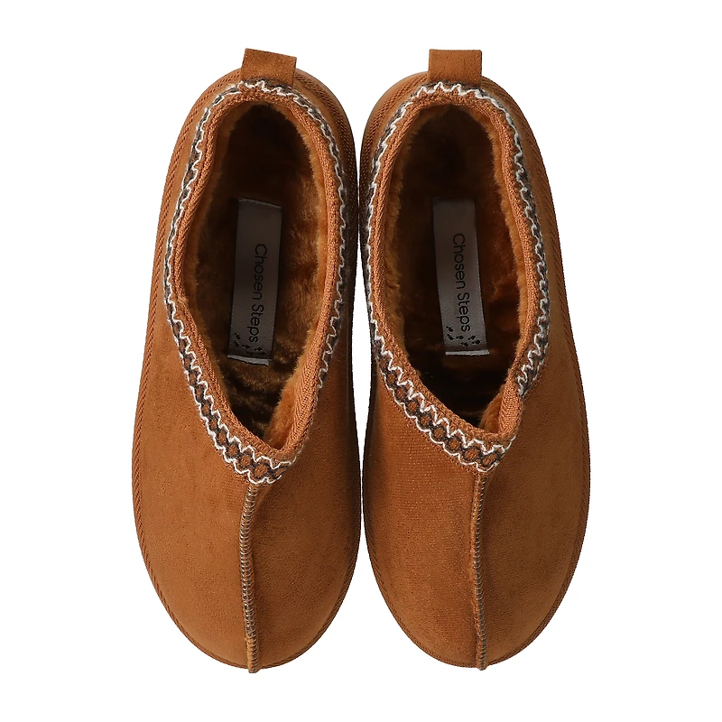 Women's Embroidered Platform Slip-On Boots