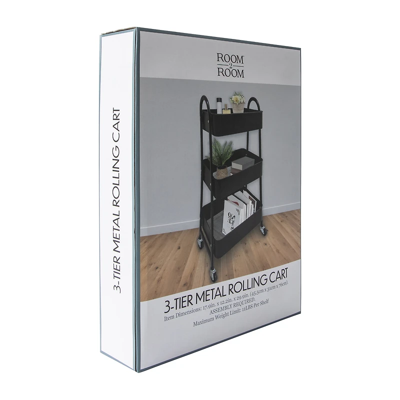 3-Tier Metal Rolling Cart