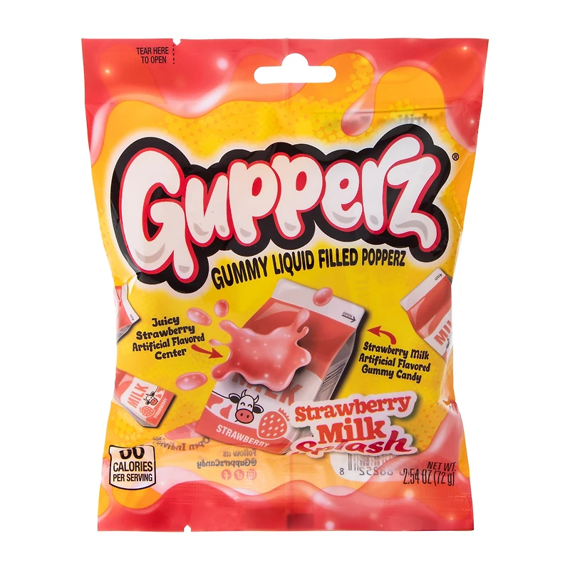 Gupperz® Strawberry Milk Splash Gummy Liquid Filled Candy 2.54oz