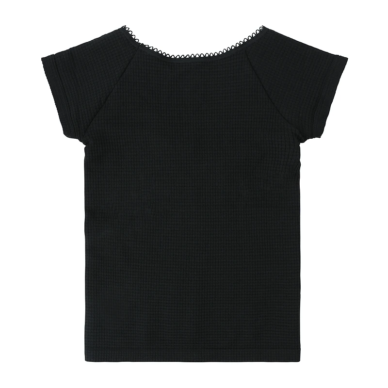 Juniors Waffle Seamless Top